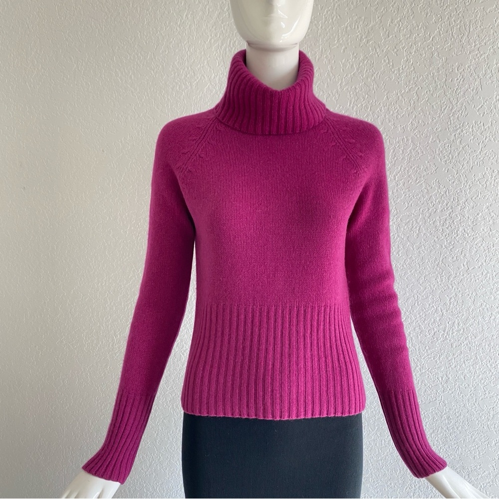 Ann Taylor fuchsia Turtleneck cashmere Sweater